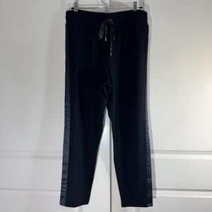 J Jason Wu Black Knit Joggers with Satin Side Panels Medium
